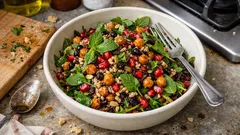 Δροσερή σαλάτα με άγριο ρύζι & σιτάρι, με γλυκόξινο ντρέσινγκ ροδιού